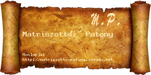 Matriszottó Patony névjegykártya